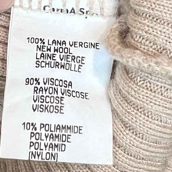 Simultaneous Black Tan Ribbed Sweater Italian 44 U.S. Size Medium Lace Sleeves - Picture 9 of 11